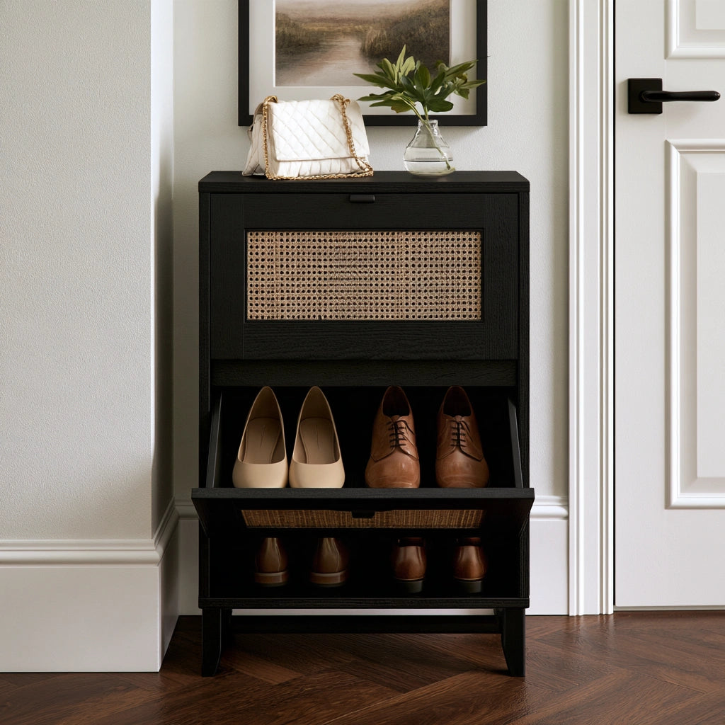 Schuhschrank, mit klarer Formgebung, Farbe: schwarz